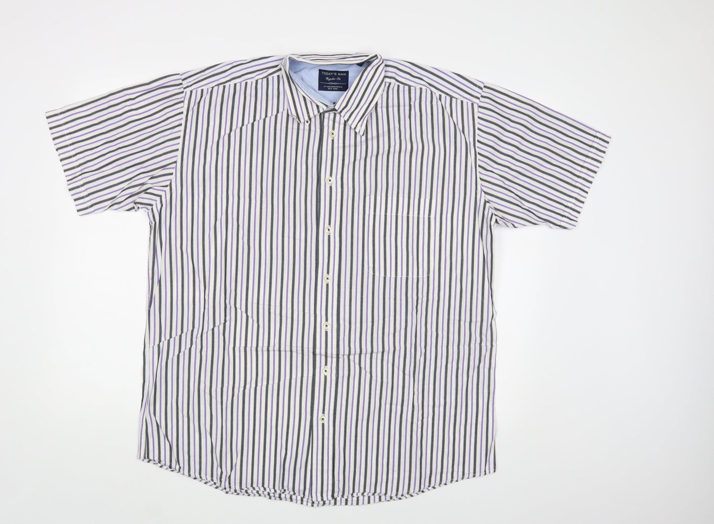 Today's Man Mens White Striped   Button-Up Size XL
