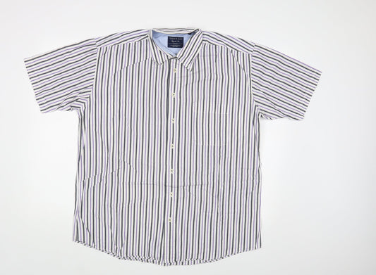 Today's Man Mens White Striped   Button-Up Size XL