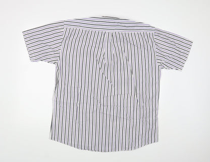 Today's Man Mens White Striped   Button-Up Size XL