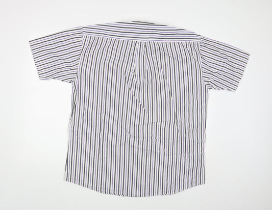 Today's Man Mens White Striped   Button-Up Size XL