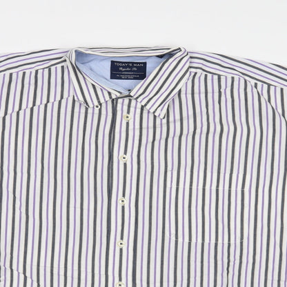Today's Man Mens White Striped   Button-Up Size XL