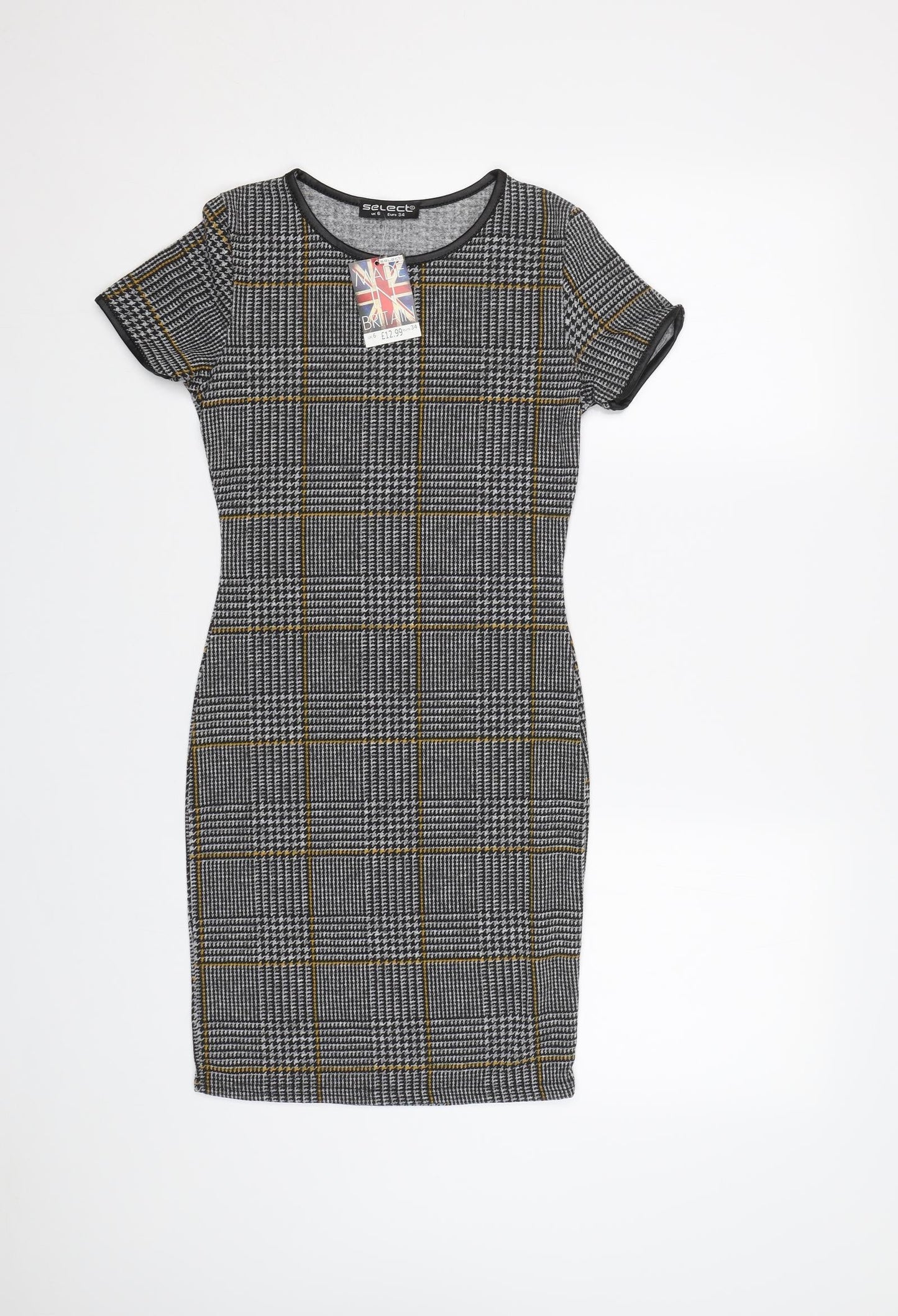Select Womens Grey Check  Bodycon  Size 6