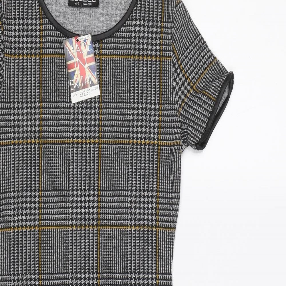 Select Womens Grey Check  Bodycon  Size 6