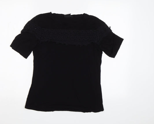 Womens UK Size 8 Be You Black Basic T-Shirt