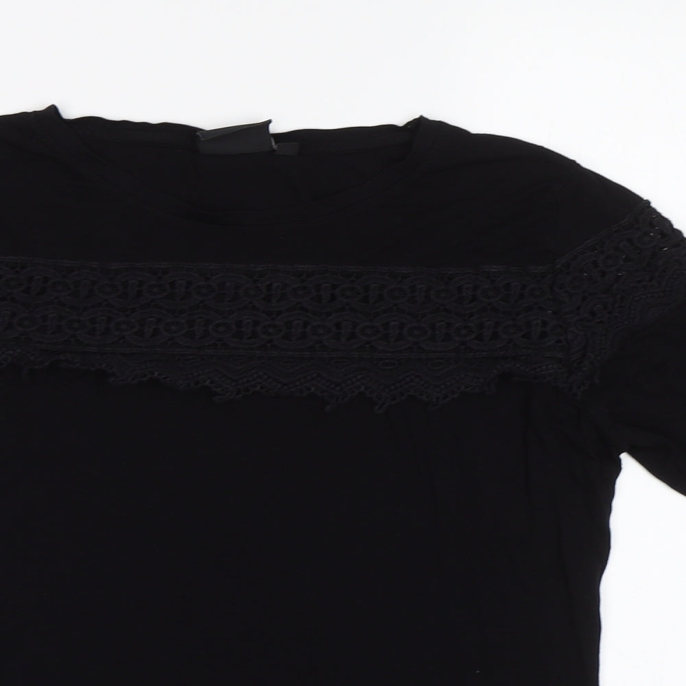 Womens UK Size 8 Be You Black Basic T-Shirt