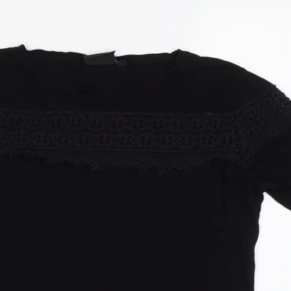 Womens UK Size 8 Be You Black Basic T-Shirt