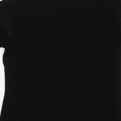 Womens UK Size 8 Be You Black Basic T-Shirt