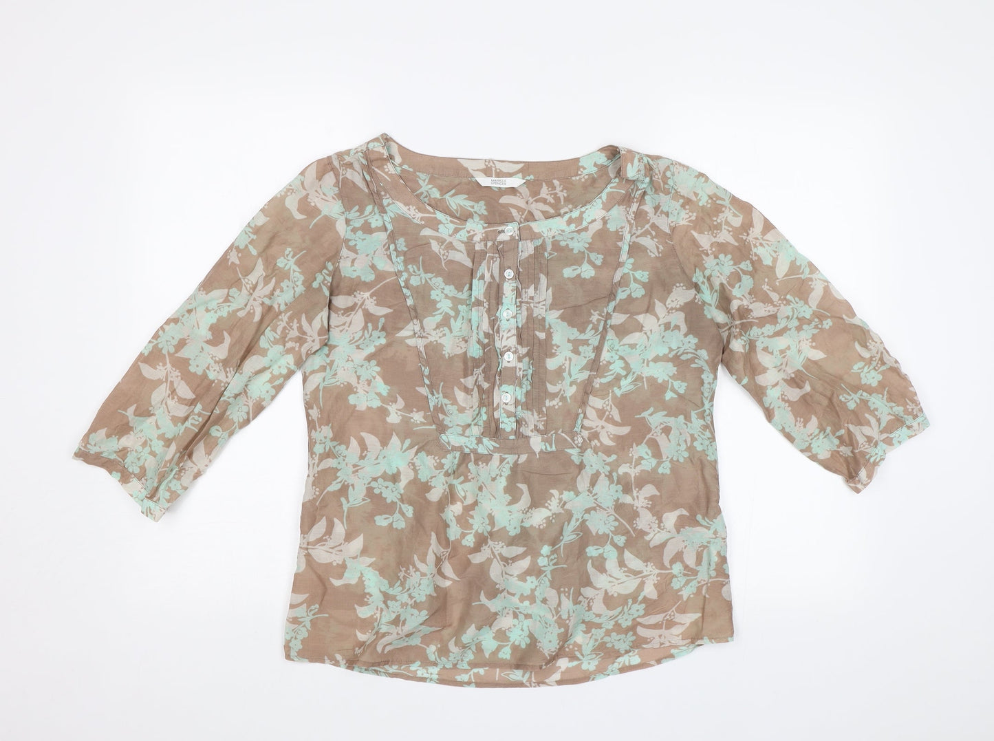 Womens UK Size 10 M&S Beige Basic Blouse