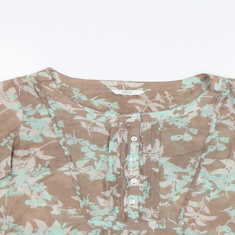 Womens UK Size 10 M&S Beige Basic Blouse