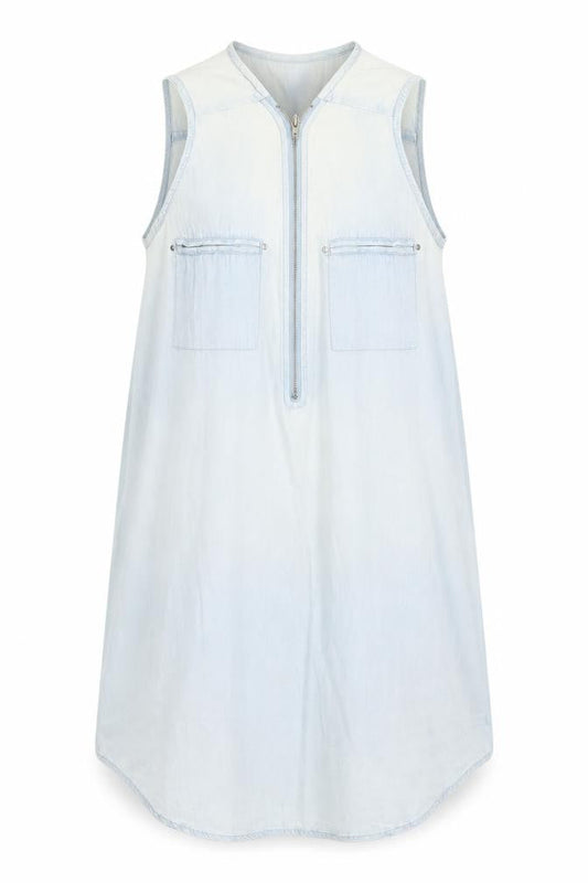 Front view of Izabel women’s blue slip dress, size UK 8