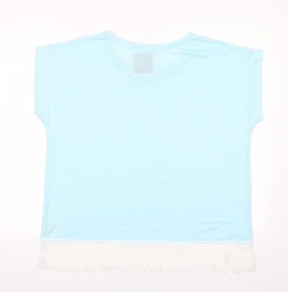 Snuggle Dream sleep Womens Blue    Pyjama Top Size L  - Lace Trim Hem
