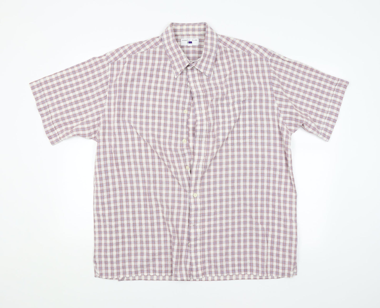 Purple Flag Mens Multicoloured Check   Button-Up Size XL
