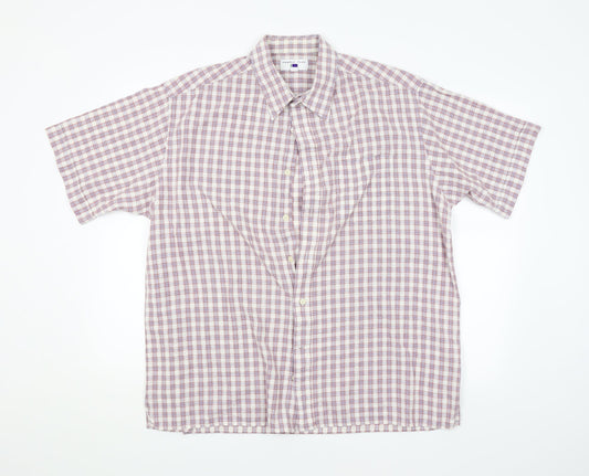 Purple Flag Mens Multicoloured Check   Button-Up Size XL