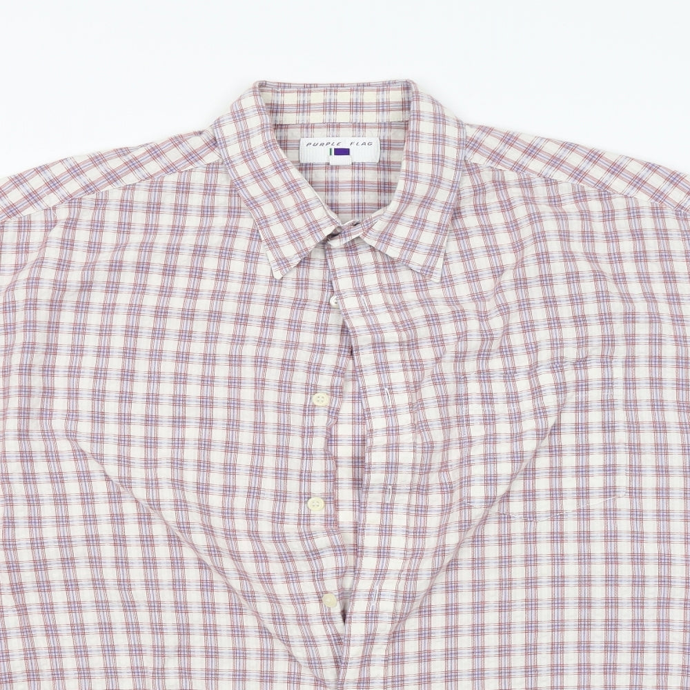 Purple Flag Mens Multicoloured Check   Button-Up Size XL