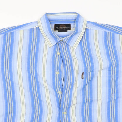 Weatherproof Mens Blue Striped   Button-Up Size XL