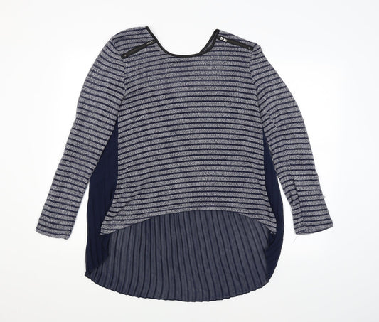 Quiz Womens Blue Striped  Basic Blouse Size 10