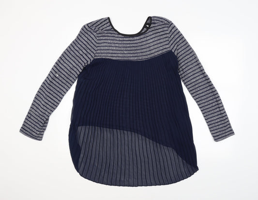 Quiz Womens Blue Striped  Basic Blouse Size 10