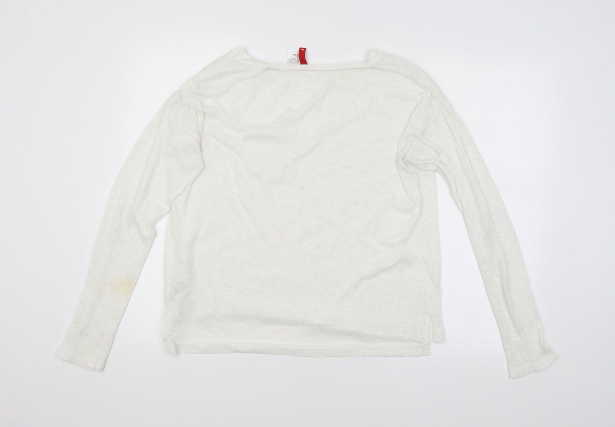 Womens UK Size L H&M White Pullover Jumper