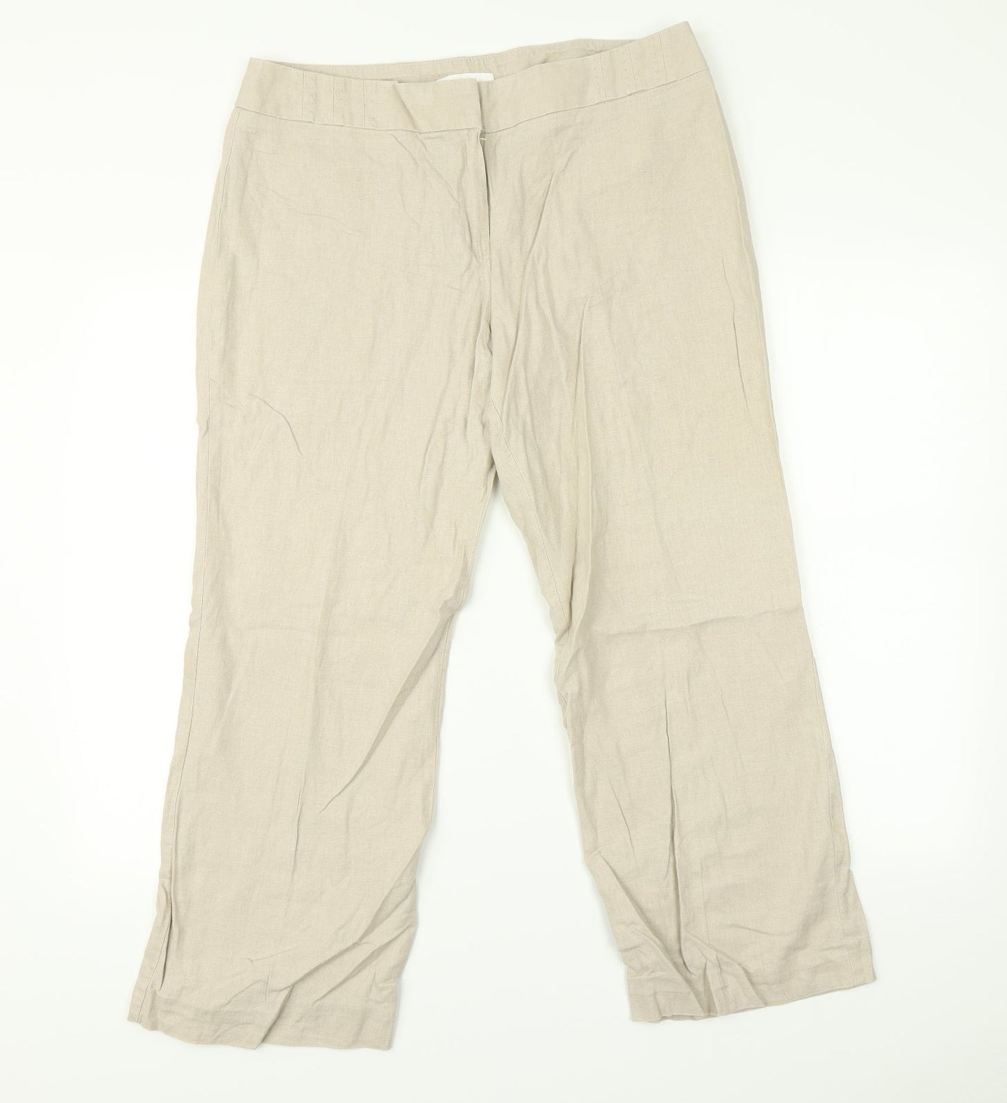 Womens UK Size 14 Marks and Spencer Regular Fit  Beige Trousers