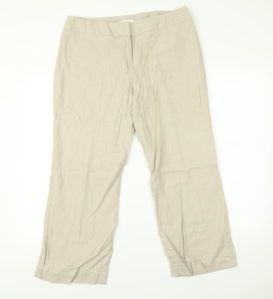 Womens UK Size 14 Marks and Spencer Regular Fit  Beige Trousers