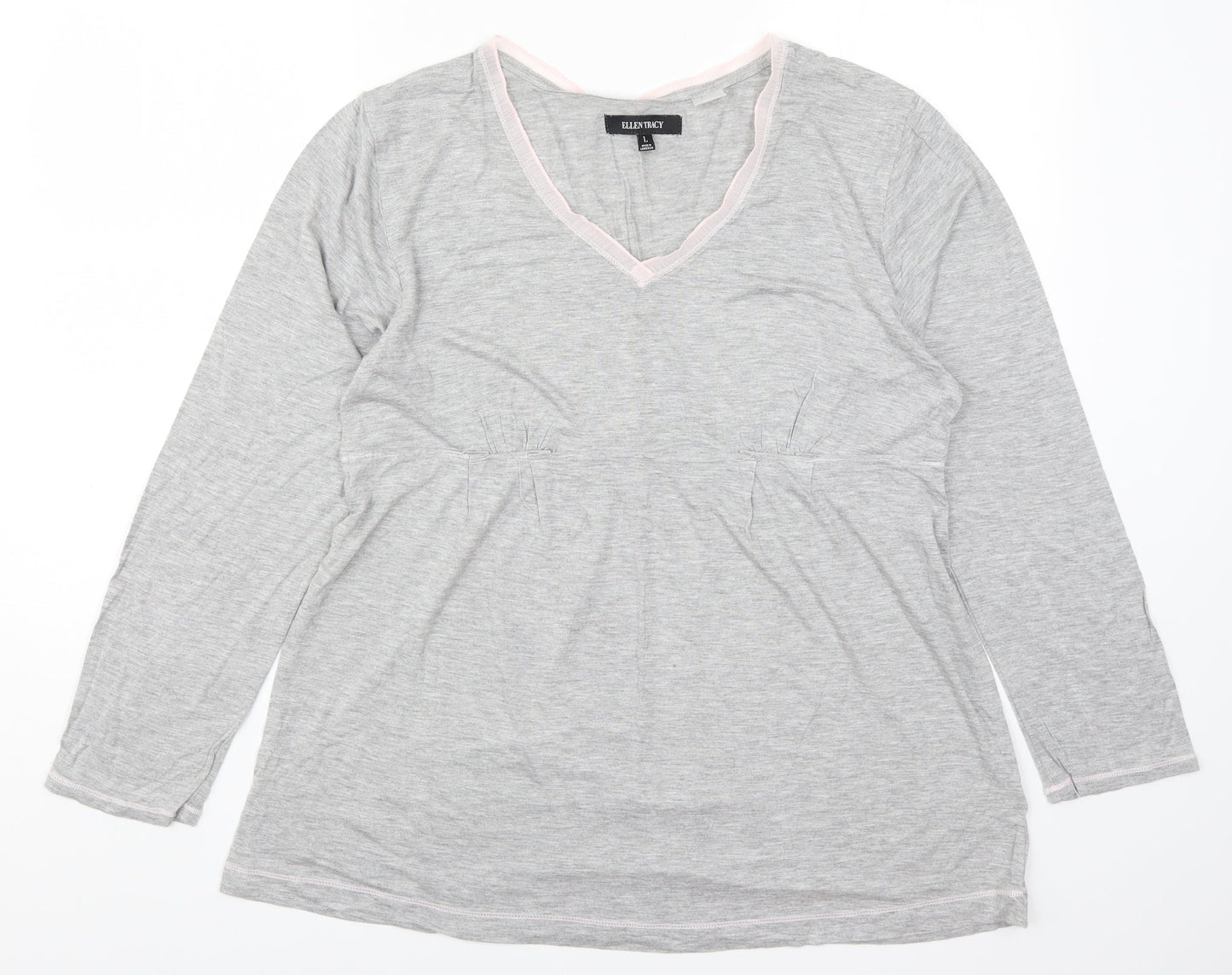 Womens UK Size L Ellen Tracy Grey Basic T-Shirt