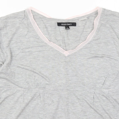 Womens UK Size L Ellen Tracy Grey Basic T-Shirt