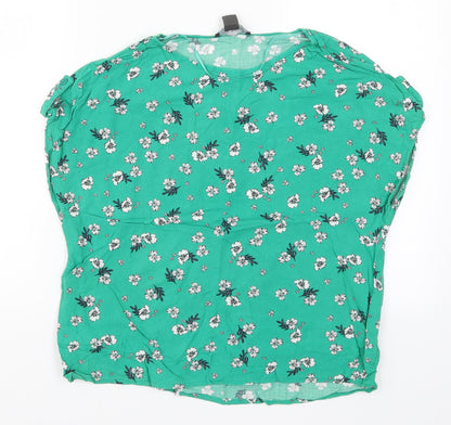 Primark Womens Green Floral  Basic T-Shirt Size 8