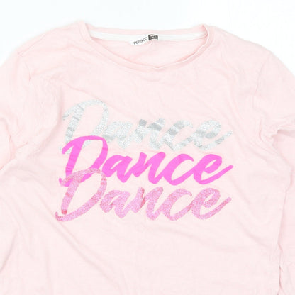 Pep&C Girls Pink Solid  Top Pyjama Top Size 11-12 Years  - Dance Dance Dance