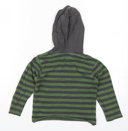 In Extenso Boys Green Striped  Pullover Hoodie Size 4 Years  - Dark in the City