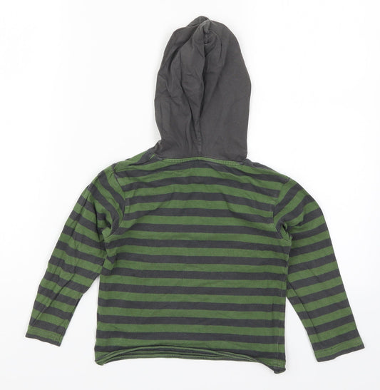 In Extenso Boys Green Striped  Pullover Hoodie Size 4 Years  - Dark in the City