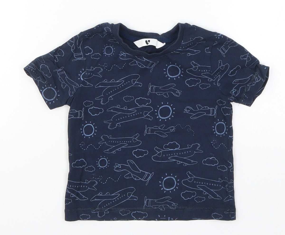 Very Boys Blue   Basic T-Shirt Size 12-18 Months  - Planes