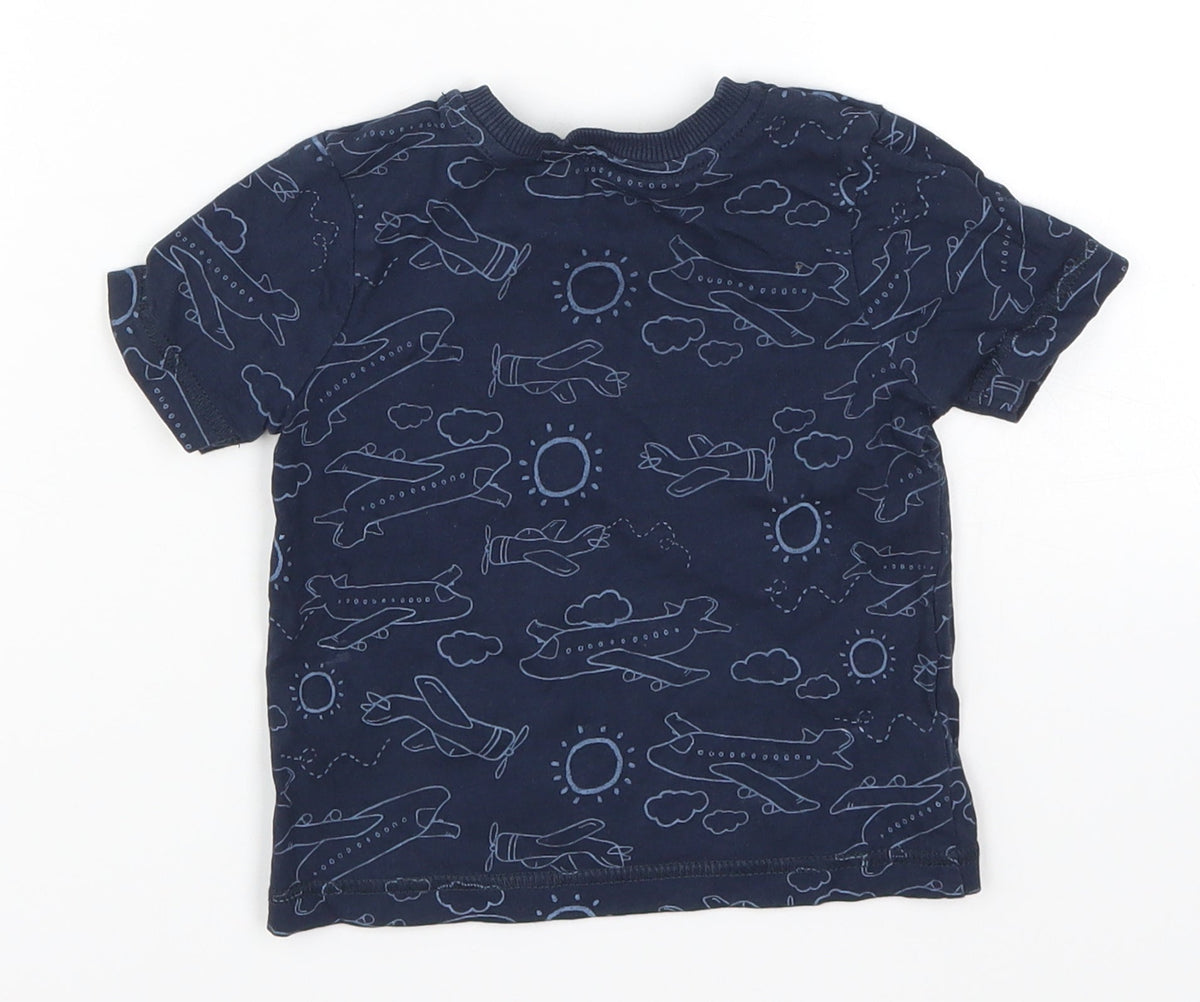 Very Boys Blue   Basic T-Shirt Size 12-18 Months  - Planes