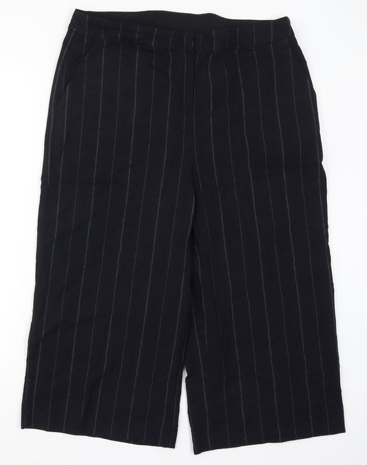 Capsule Womens Blue Striped  Cropped Trousers Size 18