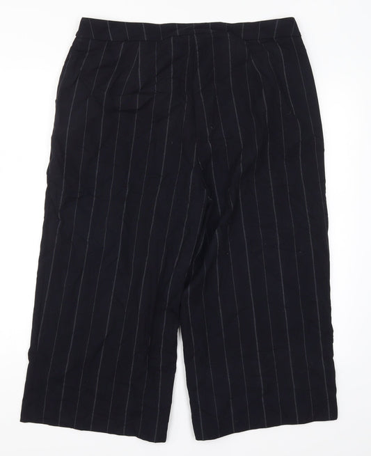 Capsule Womens Blue Striped  Cropped Trousers Size 18