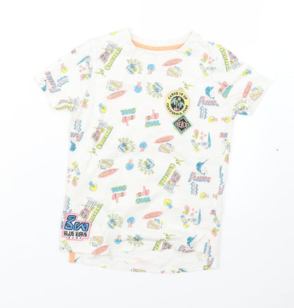 TU Boys White Geometric  Basic T-Shirt Size 6 Years