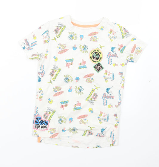 TU Boys White Geometric  Basic T-Shirt Size 6 Years