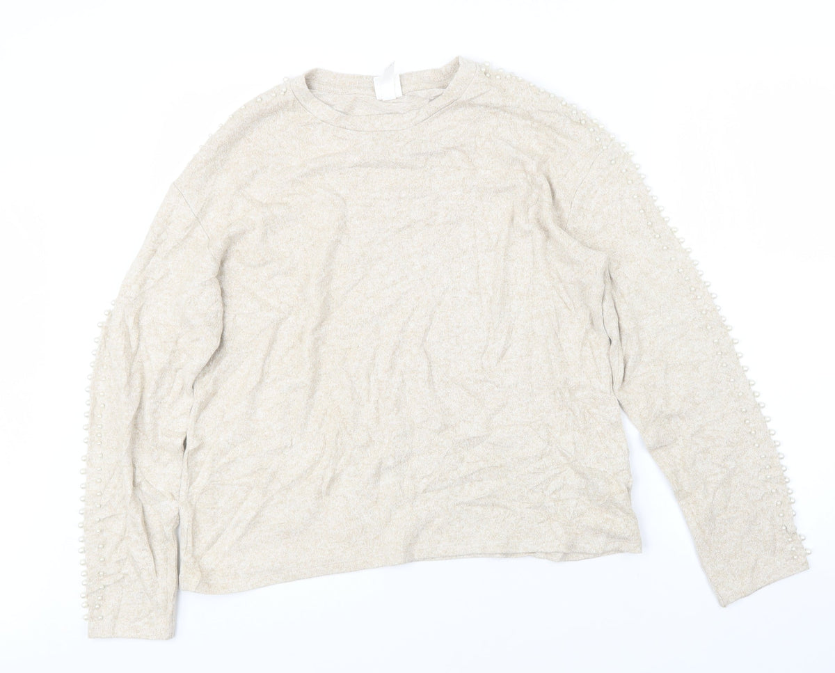 Womens UK Size M H&M Beige Pullover Jumper