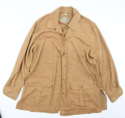 Mens UK Size S Tru Casual Beige  Button-Up Long Sleeve Casual Shirt