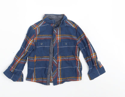 Mini Club Boys Blue Check  Basic Button-Up Size 12-18 Months