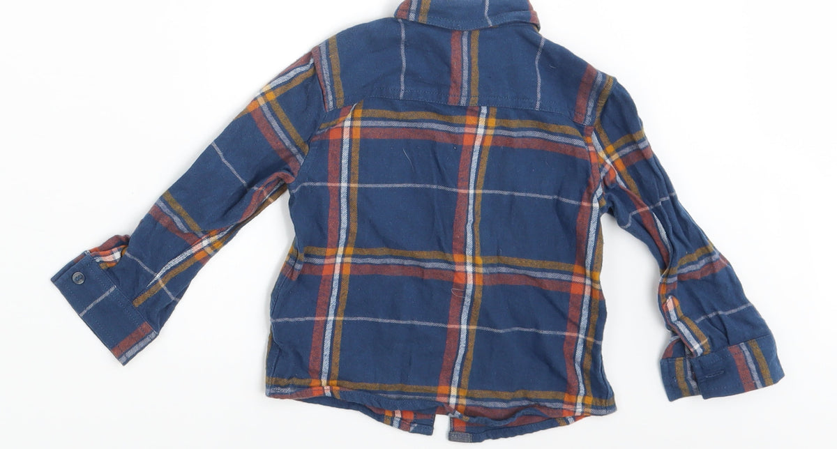 Mini Club Boys Blue Check  Basic Button-Up Size 12-18 Months