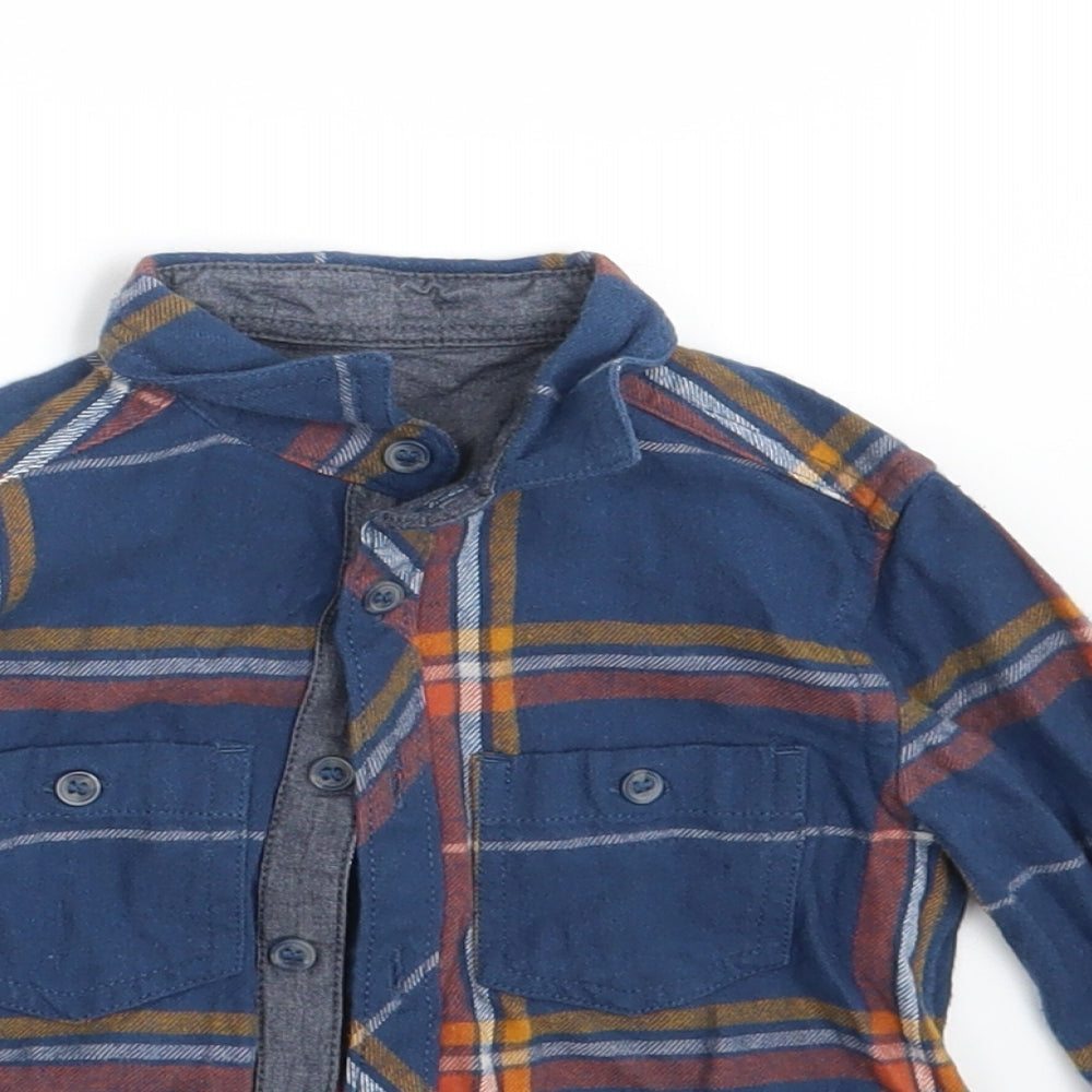Mini Club Boys Blue Check  Basic Button-Up Size 12-18 Months