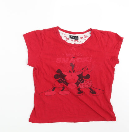 Womens UK Size 10 Disney Red Basic T-Shirt