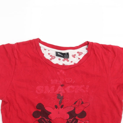 Womens UK Size 10 Disney Red Basic T-Shirt