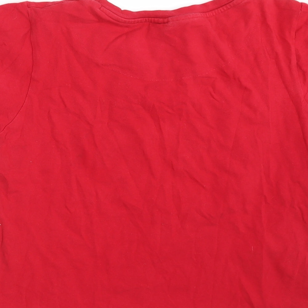 Womens UK Size 10 Disney Red Basic T-Shirt