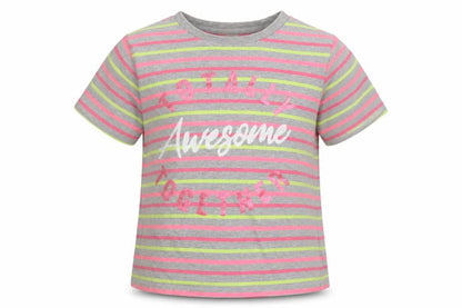 Pep & Co Girls Multicoloured Striped  Basic T-Shirt Size 10-11 Years