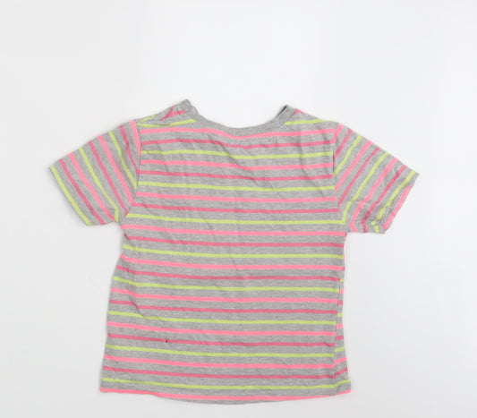 Pep & Co Girls Multicoloured Striped  Basic T-Shirt Size 10-11 Years