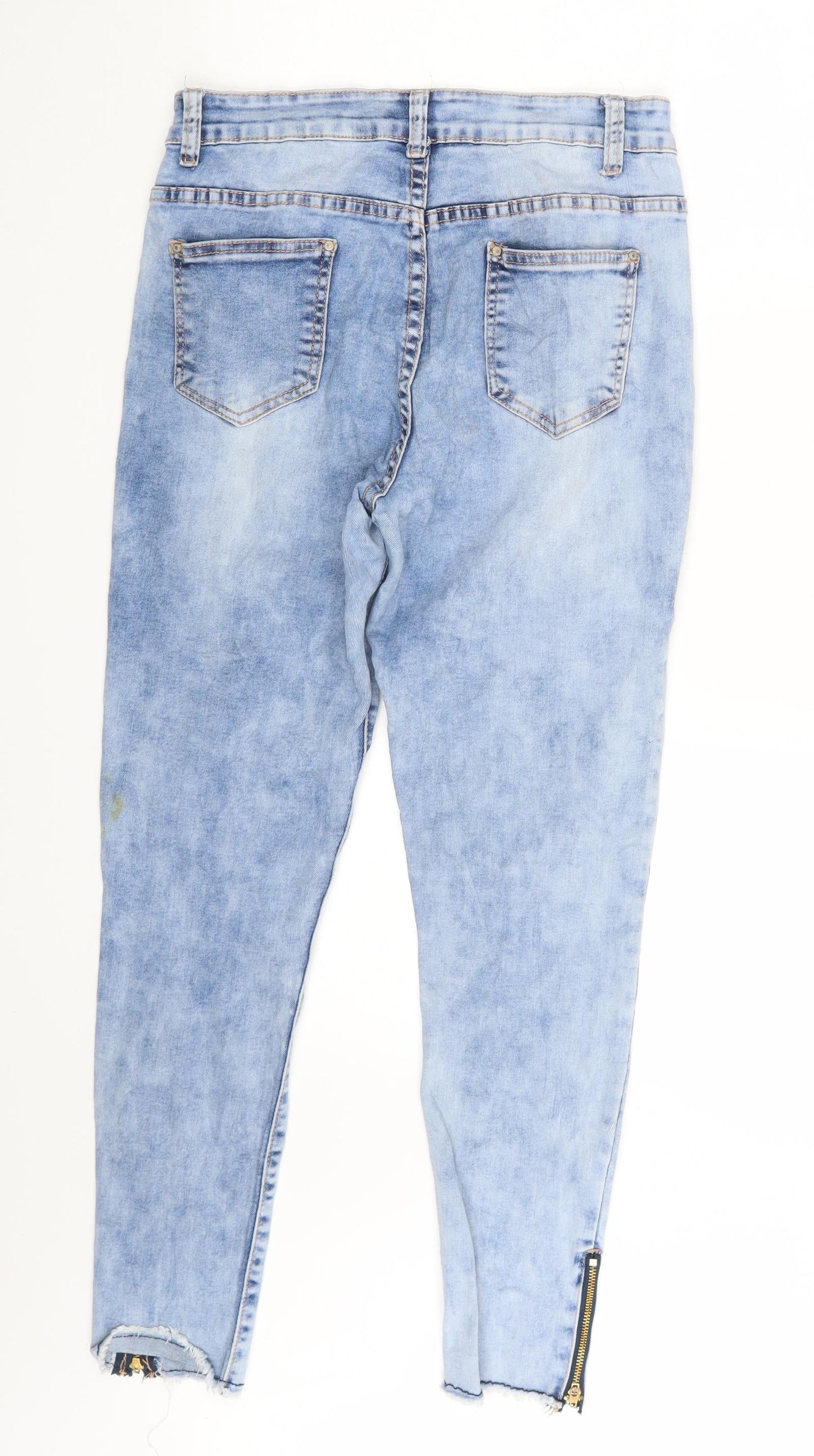 Miss DJ Womens Blue Polka Dot Denim Skinny Jeans Size 12 L27 in