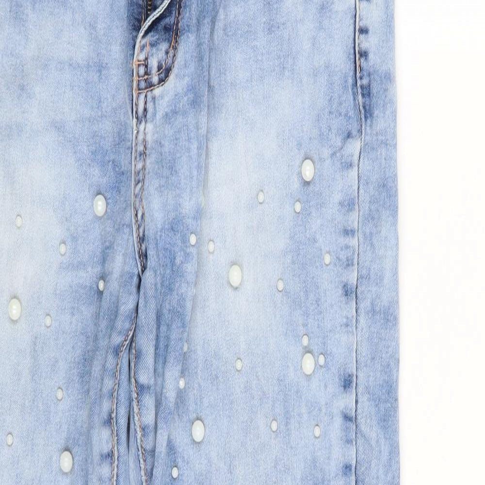 Miss DJ Womens Blue Polka Dot Denim Skinny Jeans Size 12 L27 in