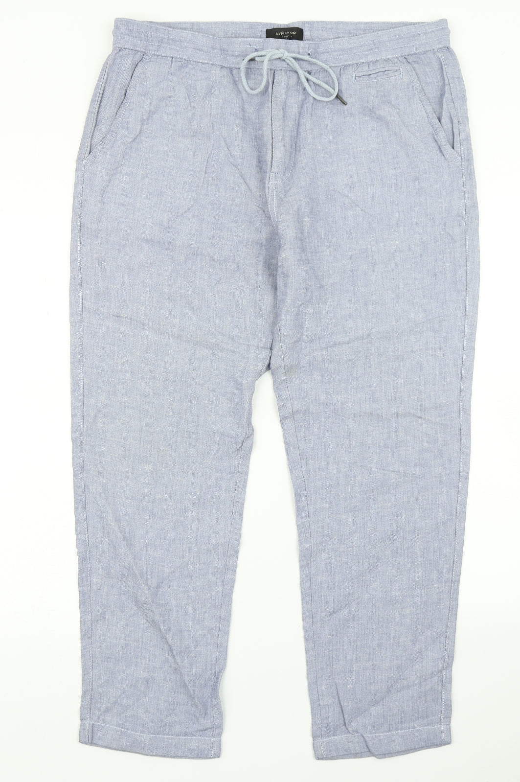 Womens UK Size 36 in River Island Regular Fit Dress Pants Blue Trousers