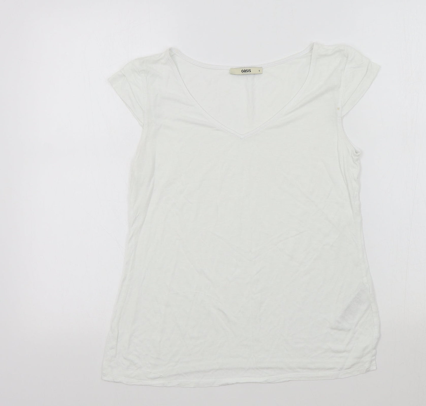 Womens UK Size S Oasis White Basic T-Shirt